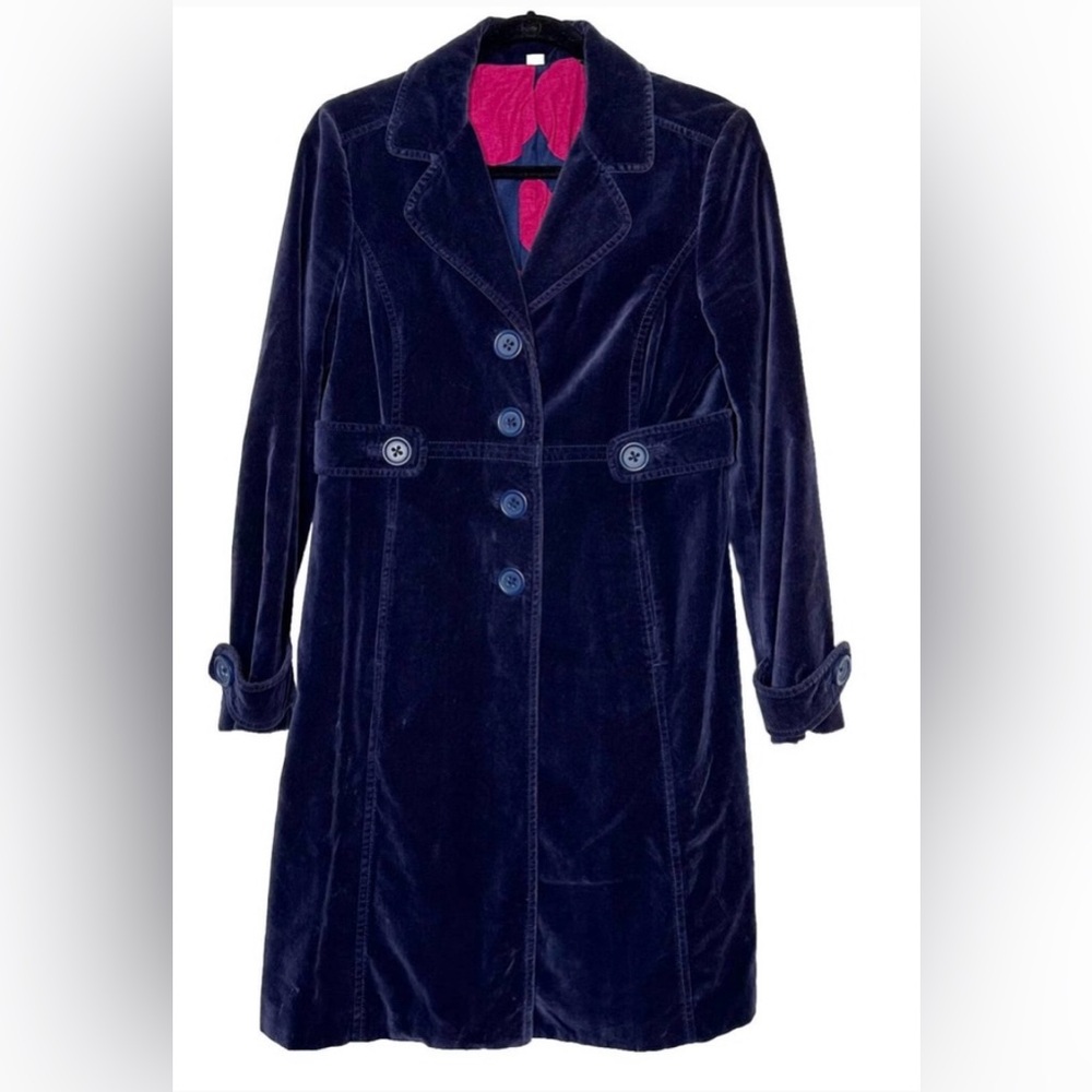 Boden Women's Velvet Trench Coat Stunning and Rare Navy Blue Size 8